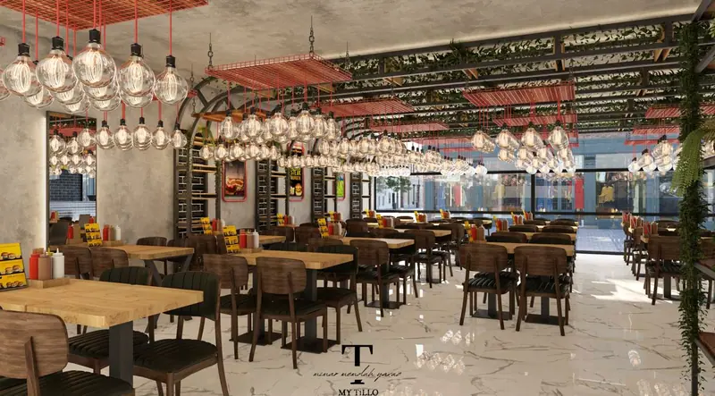 Ercan Burger Restoran — Cam cephe önü oturma alanı, Başakşehir (3/8)