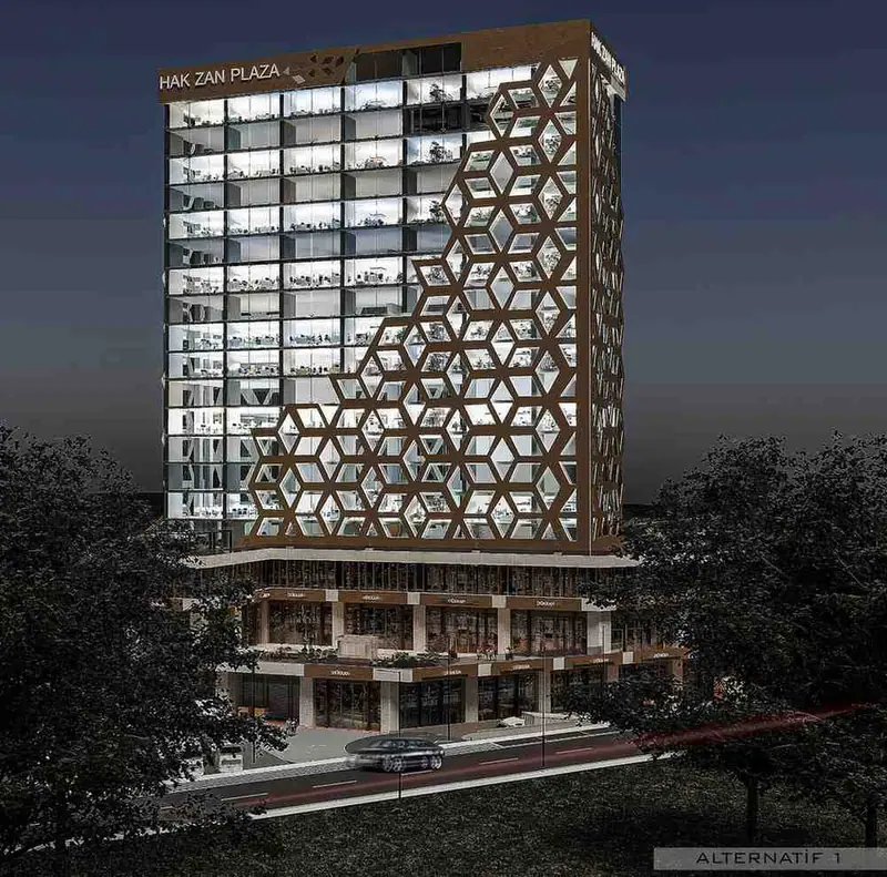 Hakzan Plaza Cephe — Alternatif 1, gece görünümü, Bahçeşehir (11/11)